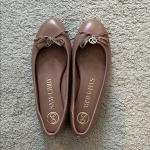Sam & Libby Tan Ballet Flats with Bow Accent